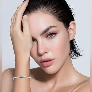 *NEW* Dainty White Butterfly Shell Bracelet with Natural Turquoise